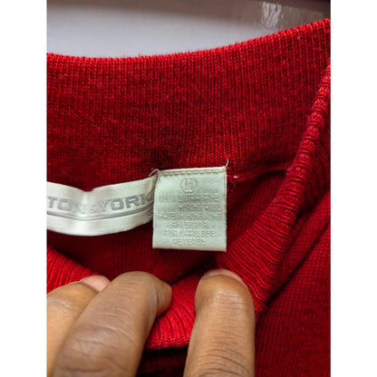 Vintage Preston & York Red Merino Wool Knit Midi Skirt Medium Academic Luxury