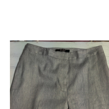 Alex Marie Flat Front Linen Blend Trousers Womens 2 Grey Minimalist Pants Career