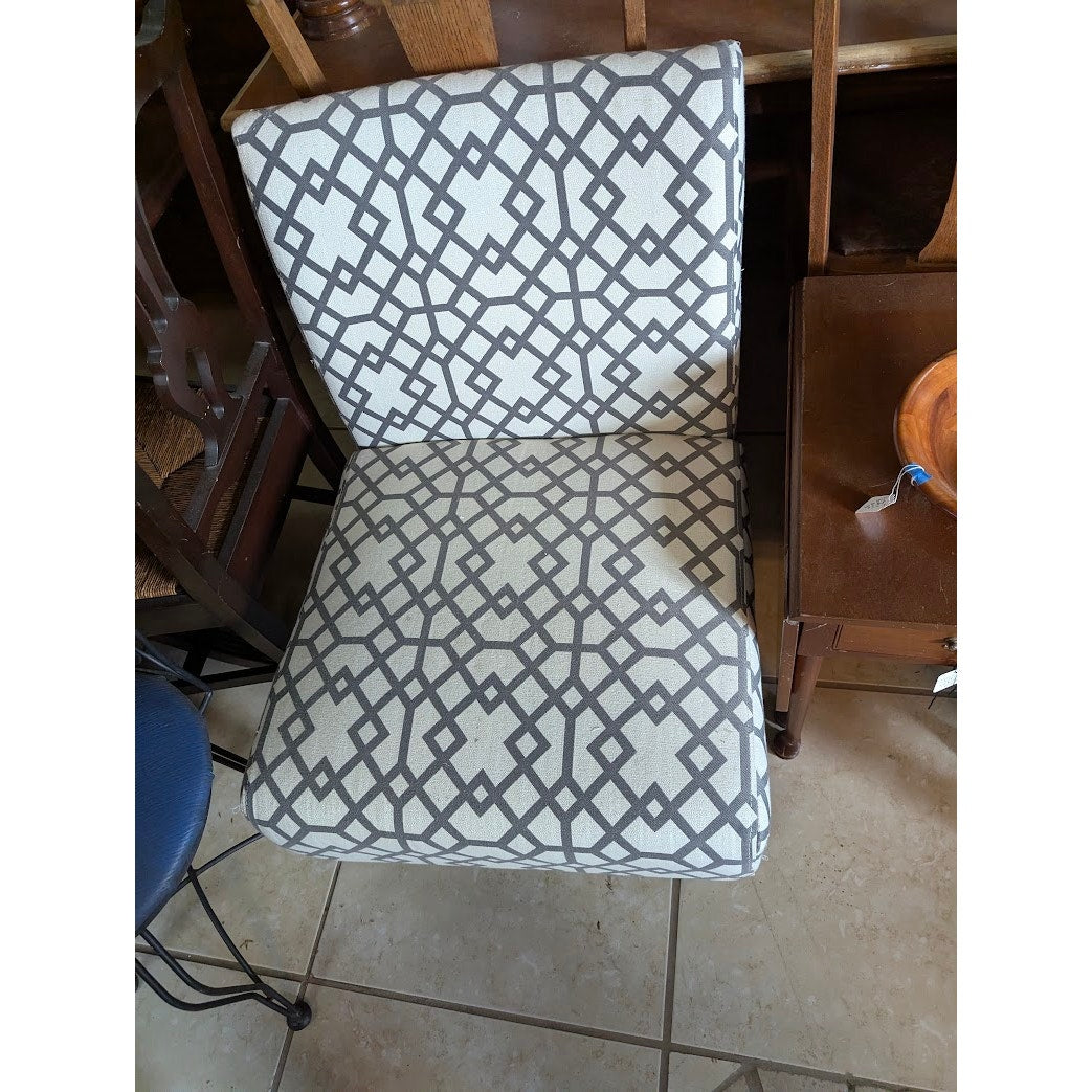 Secondhand Sandies: Pair of armless occasional chairs gray and ivory