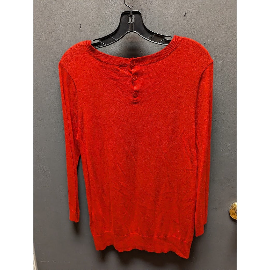1901 Nordstrom Women's Red Button Back Three Quarter Sleeve Sweater NWT Medium