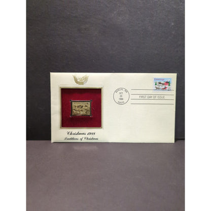 Golden Replicas of United States Stamps Collectible 22kt Gold 1988 CHRISTMAS