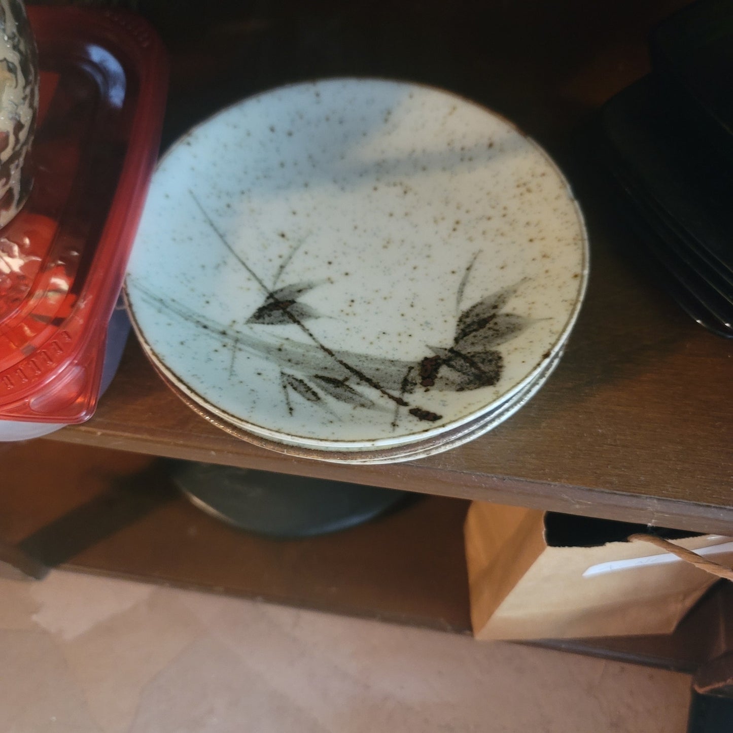 Vintage Japanese Studio Pottery Bamboo Plates Set 3 Mid-Century Organic Modern