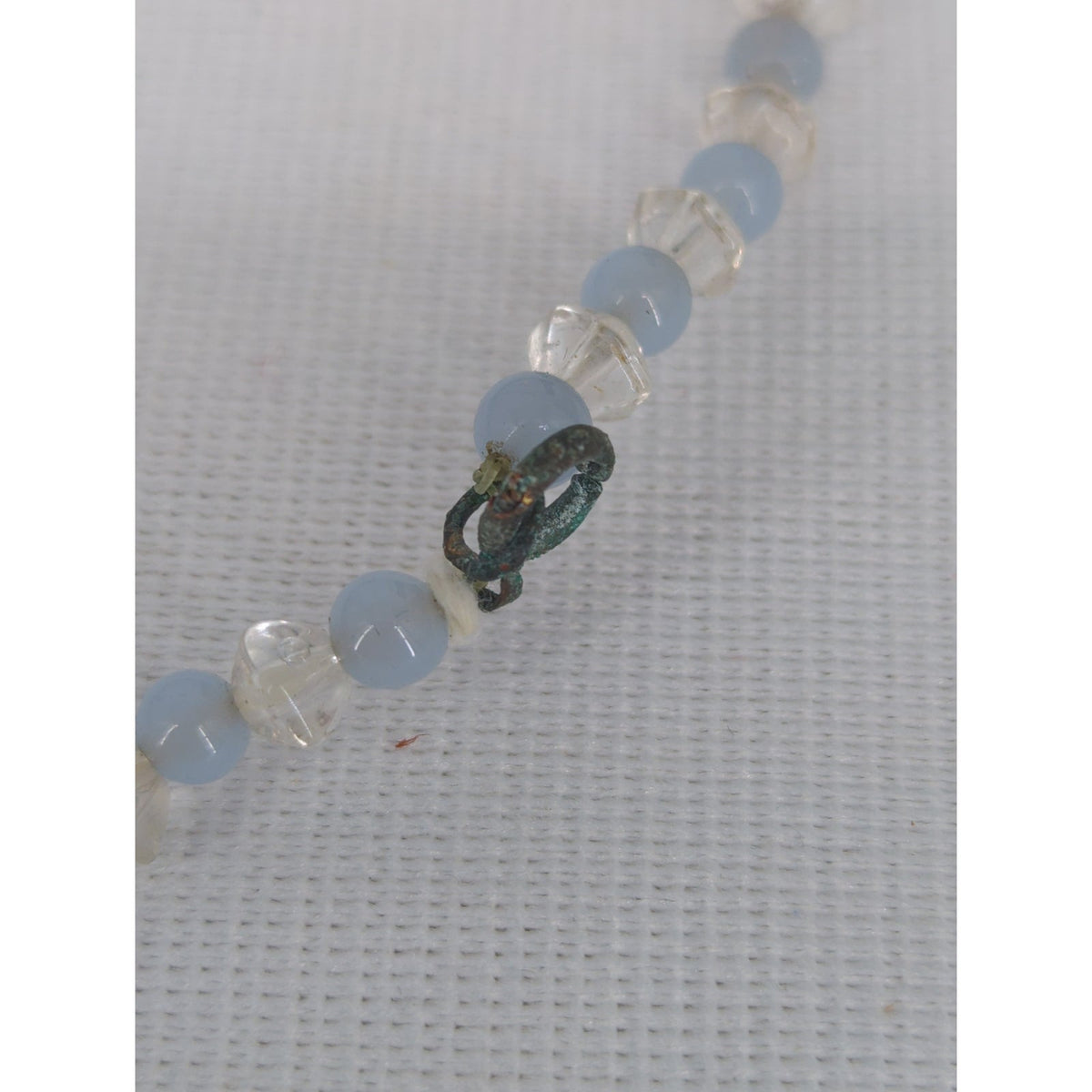Vintage Blue Art Glass Beaded Necklace Statement Boho Damaged Clasp
