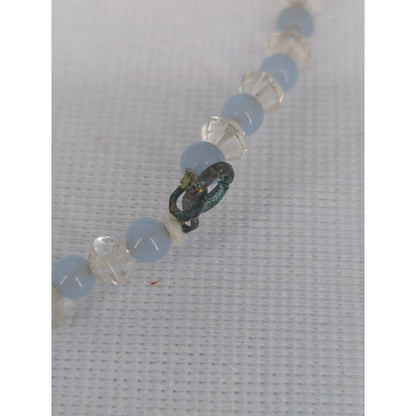 Vintage Blue Art Glass Beaded Necklace Statement Boho Damaged Clasp