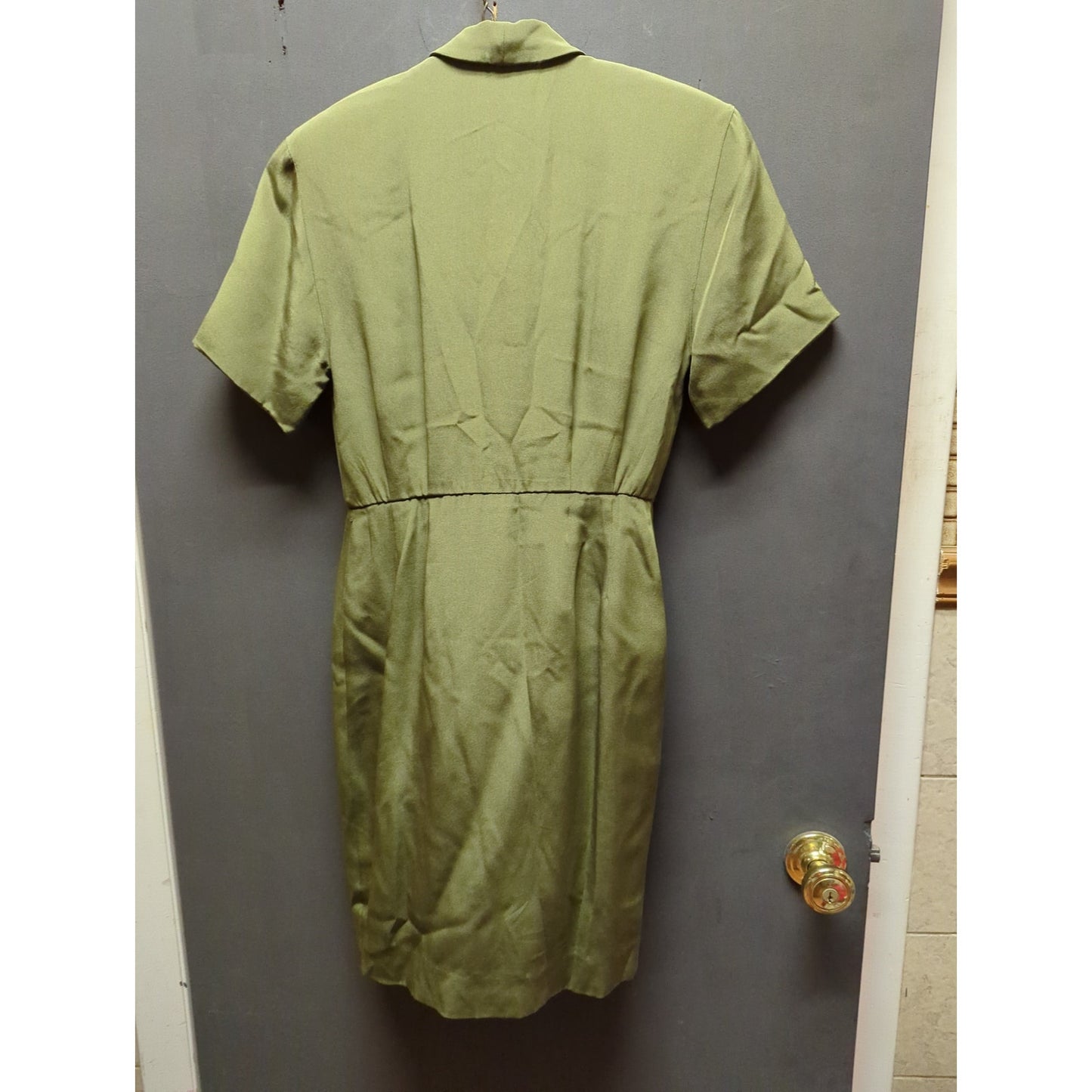 Vintage 80s Gillian Petites Olive Silk Blazer Faux Wrap Dress 2 Petite Career