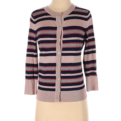 Halogen Cardigan Size X-Small Women Pink Brown Striped Button Down Red Black XS