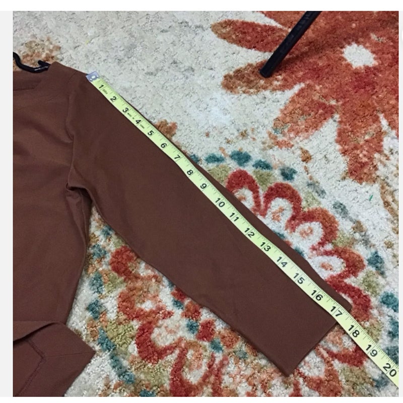 Eileen Fisher XS Nutmeg 3/4 Sleeve Crepe Ballet Neck Top NEW Casual Blouse Brown