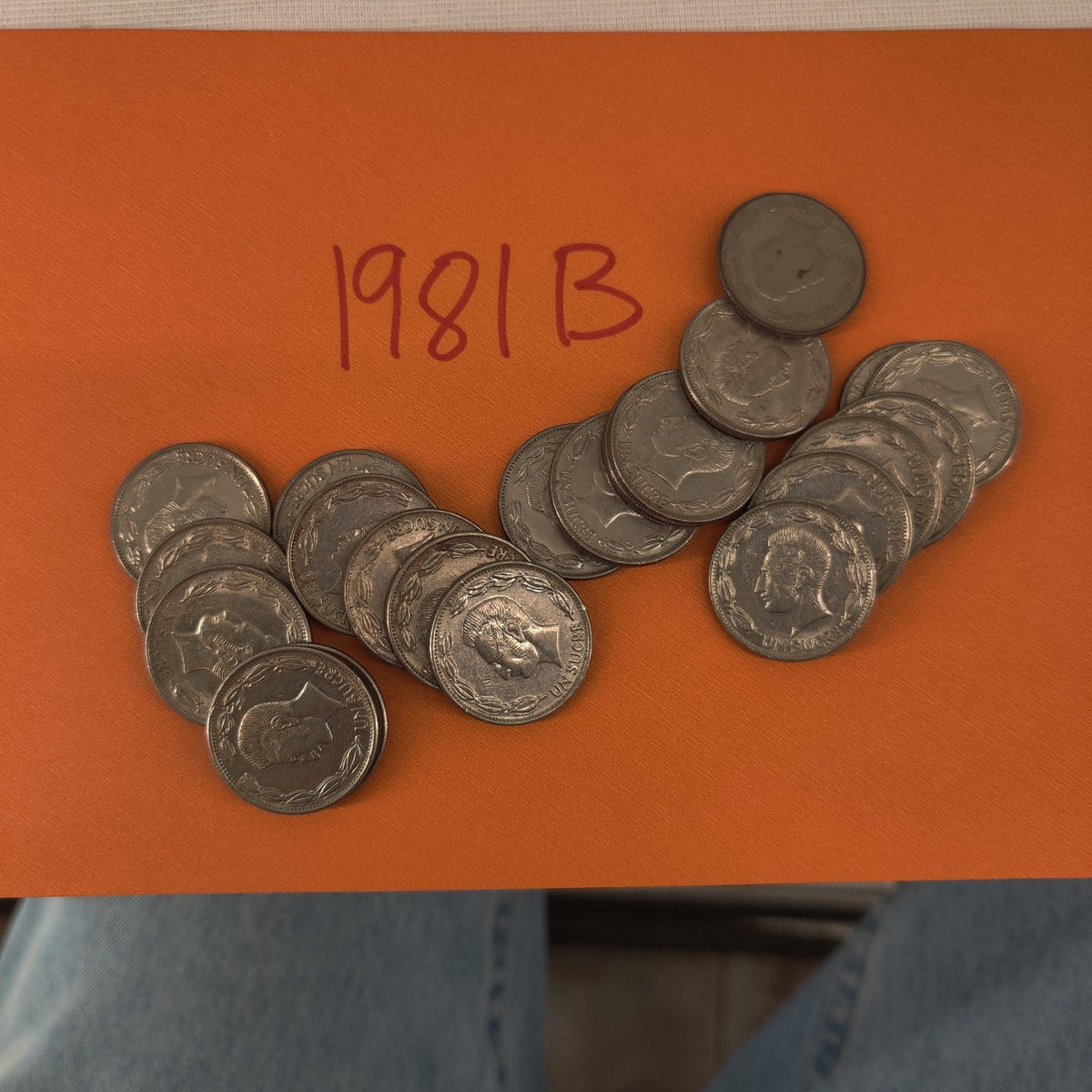 Ecuador 1 Sucre 1981 Nickel Clad Steel Coins Bulk Collection Lot of 22