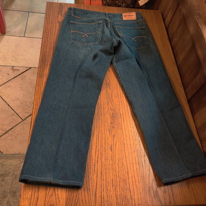 Ivy Brown Blue Jeans Men Straight Leg Denim Pants Classic Western Workwear 40x32