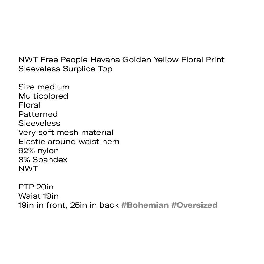 Free People Medium Havana Golden Yellow Floral Print Sleeveless Surplice Top