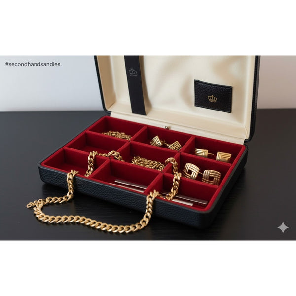 Vintage Mid Century Men’s MCM Bowling Motif Faux Leather Valet Box