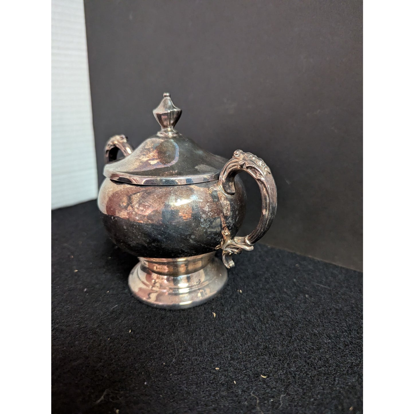 Vintage Antique Silver on Copper Lidded Sugar Bowl Condiment Pot
