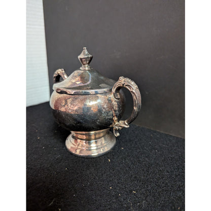 Vintage Antique Silver on Copper Lidded Sugar Bowl Condiment Pot