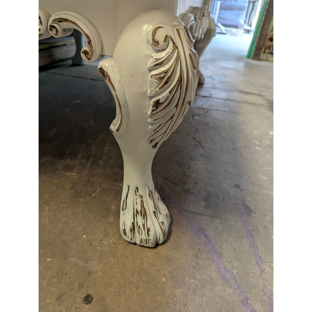 Secondhand Sandies: LARGE white curvy shabby chic coffee table curvy 54"x38"x 19"
