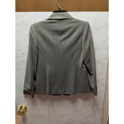 Style & Co. Petite Gray Pinstripe Single Button Stretch Blazer 4P Career Work