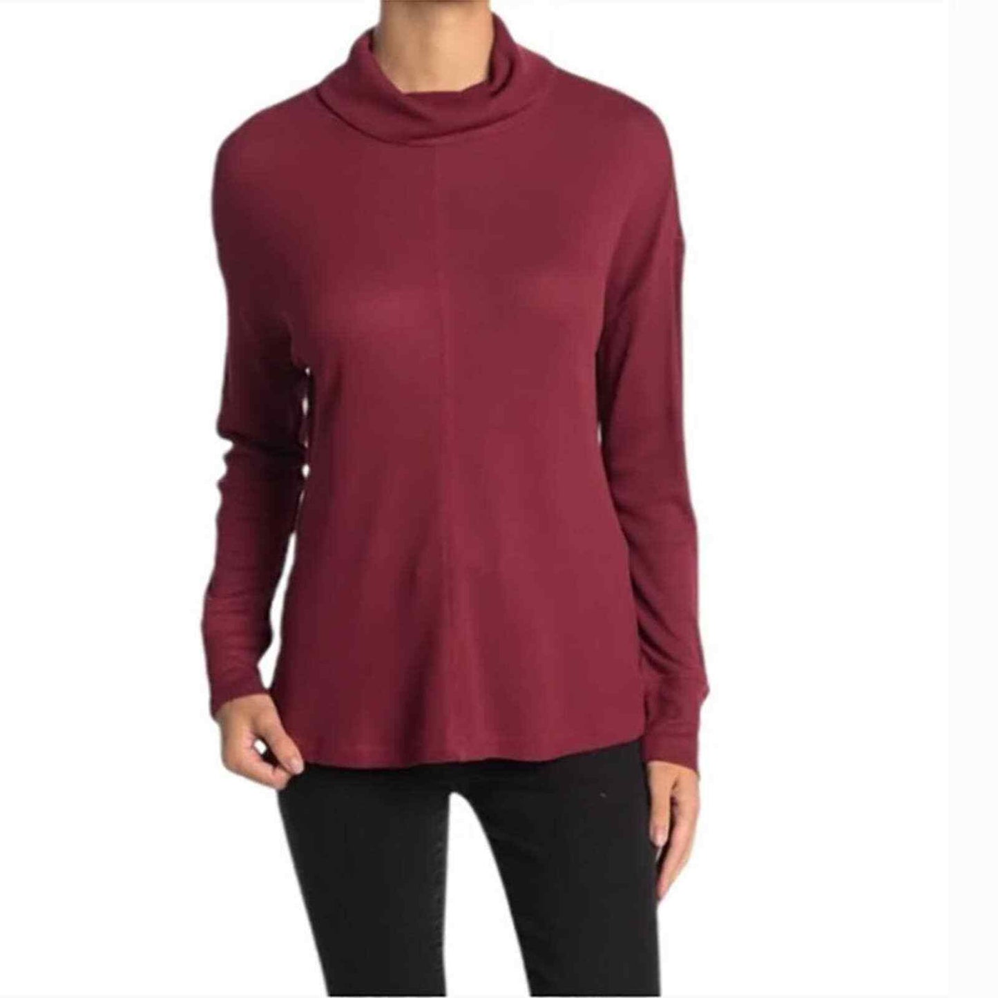 Sanctuary Cowl Neck Stretchy High Low Top Sz XL/Extra Large in Burgundy NWT