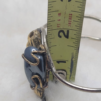 Vintage Molten Brutalist Sculptural Mixed Metal Cuff Bronze & Polished Hematite