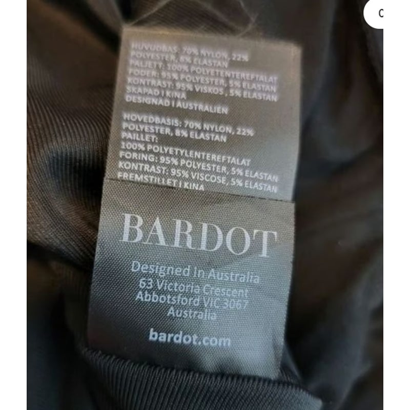 Bardot Black/ silver METALLIC THREAD bodysuit Long sleeve party top MEDIUM NEW