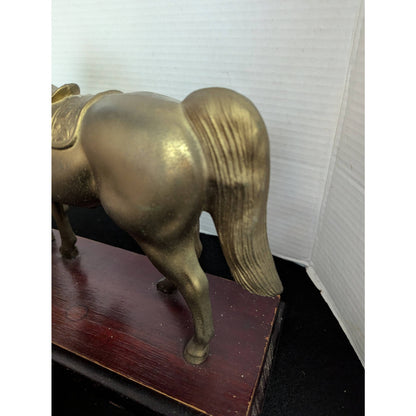 Vintage Kitschy Western Gold Horse Clock Retro Horseshoe Mantel Clock Equestrian