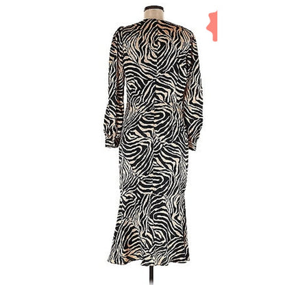 Chelsea 28 Dress XL/Extra Large nEW BLACK GOLD dress flounce bottom 3/4 sleeve