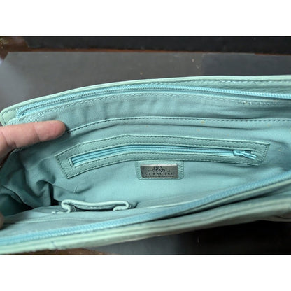 LONGABERGER So Rachel Clutch Woven Robin Egg Blue Leather Handbag Purse