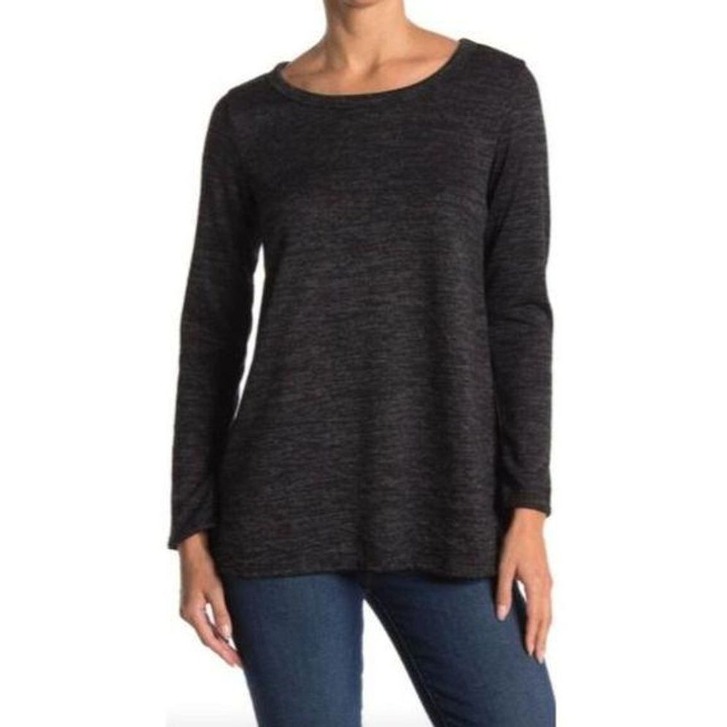 Forgotten Grace Brushed Hacci Pullover Tunic Top EXTRA SMALL Dark Charcoal NWT