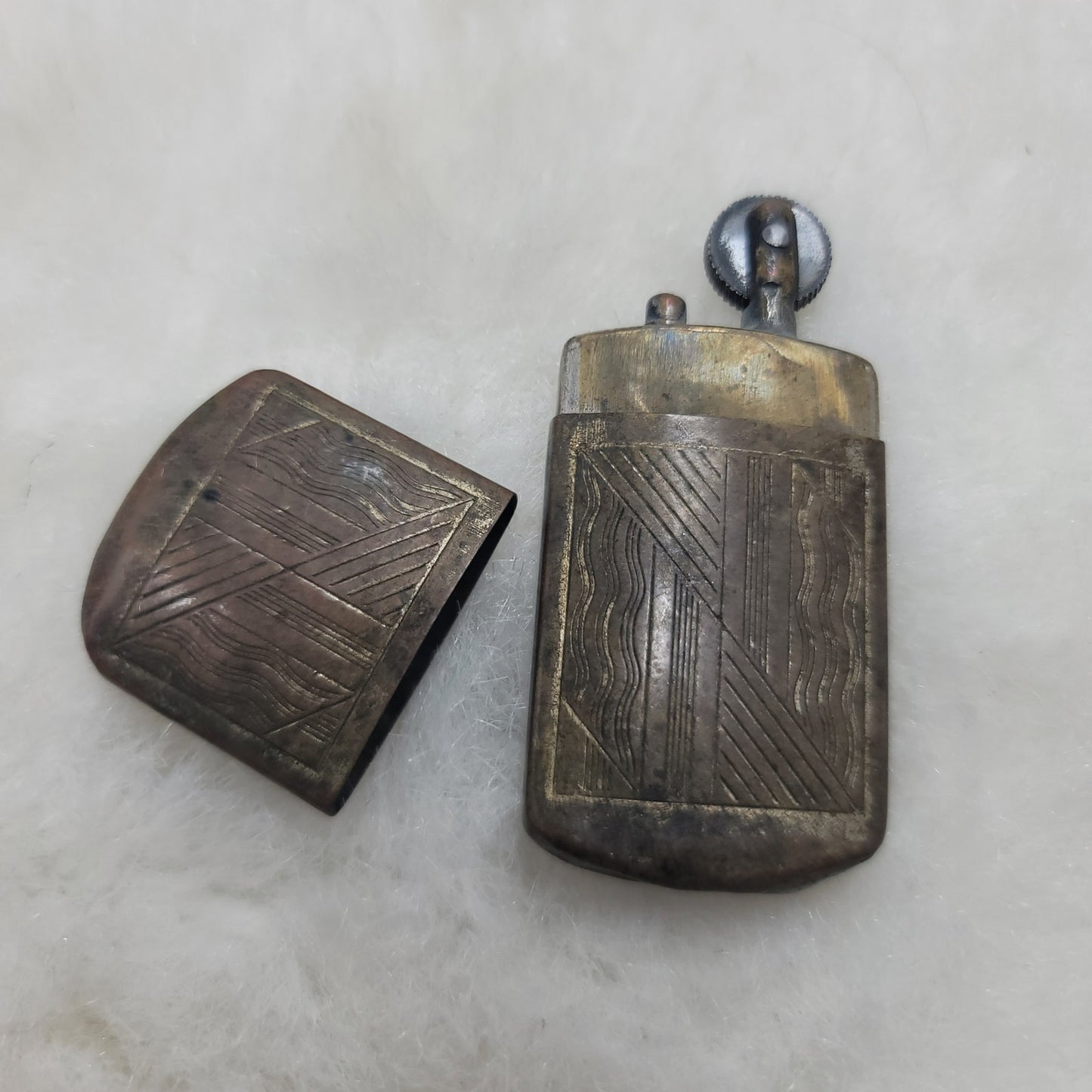 Vintage WWI WWII Military Trench Art Style Slide Sleeve Pocket Lighter Antique