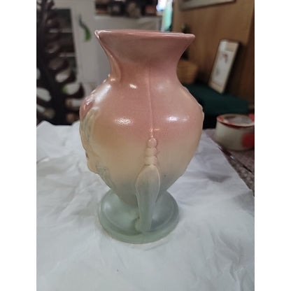 HULL POTTERY PINK AND BLUE 8-1/2 " VASE MAGNOLIA PATTERN # 2