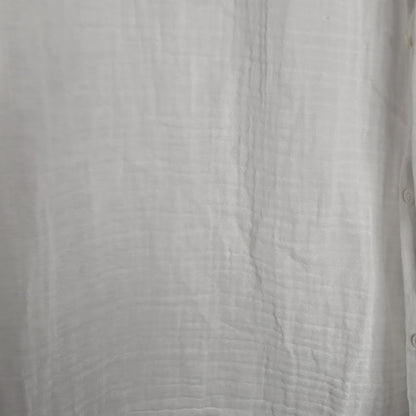 Sundays Size 3 White textured Button Up Cotton Long Sleeve V Neck Top Blouse