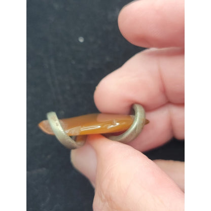 Vintage Artisan Carnelian Agate Slab Pendant Bohemian Raw Stone Earthy Aesthetic