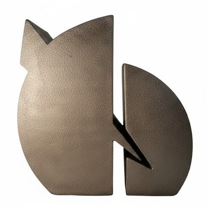 Abstract Modernist MCM sculpture textured 2 pc. Modernist Bronze Color