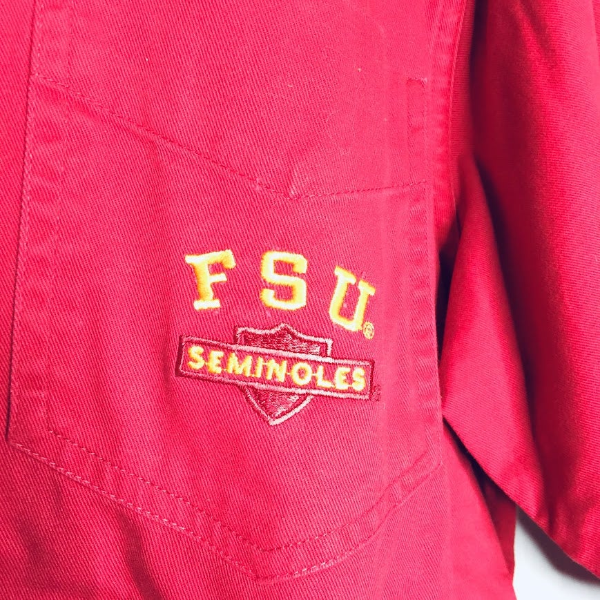 Vintage Red Oak FSU Seminoles Mens Large Red Button Down Shirt Florida State