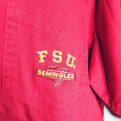 Vintage Red Oak FSU Seminoles Mens Large Red Button Down Shirt Florida State