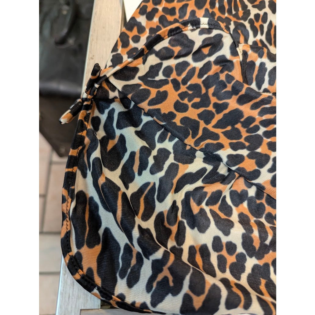 Vintage Vanity Fair Leopard Slip Skirt Double Slit Retro Y2K Intimates Small