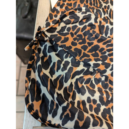 Vintage Vanity Fair Leopard Slip Skirt Double Slit Retro Y2K Intimates Small