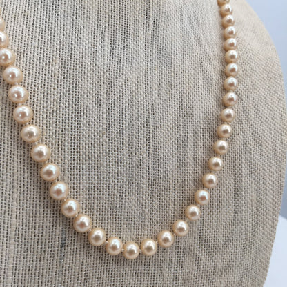 Vintage Marvella single strand faux pearls knotted 16"