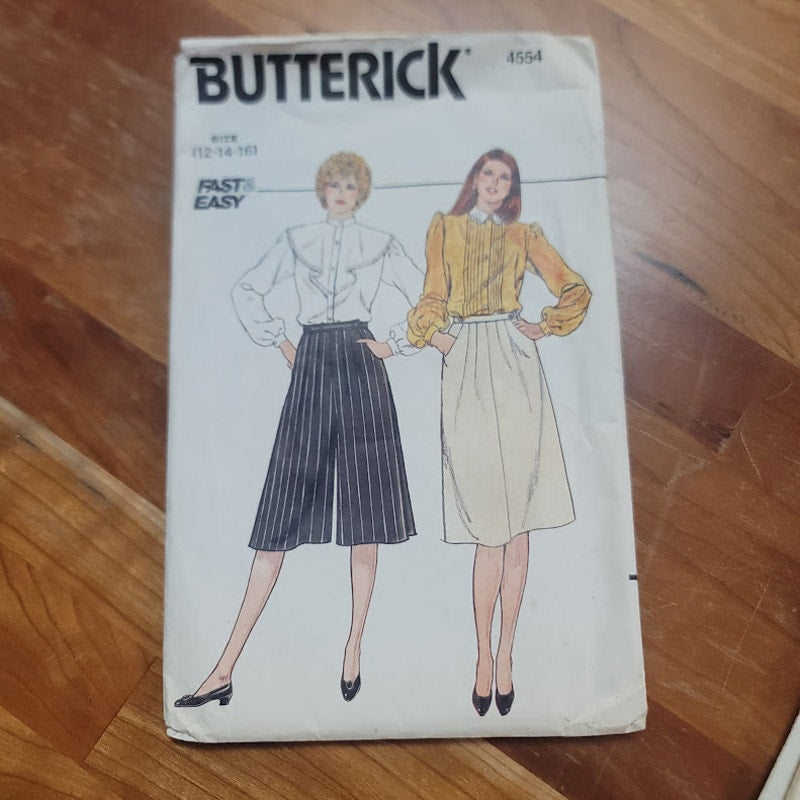 Butterick 4554 Misses MULTISIZE Skirt Culottes Vintage Sewing Pattern Unused 60s