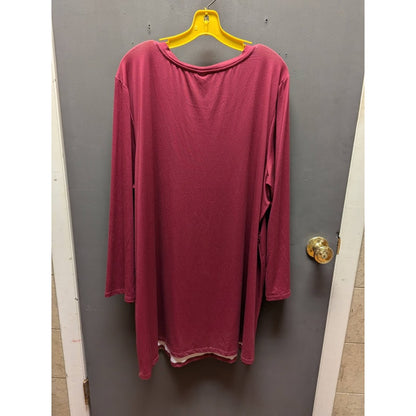 NANU Blouse Tunic Top Womans 3X Pink 3/4 Sleeve Lined Polyester Career Casual