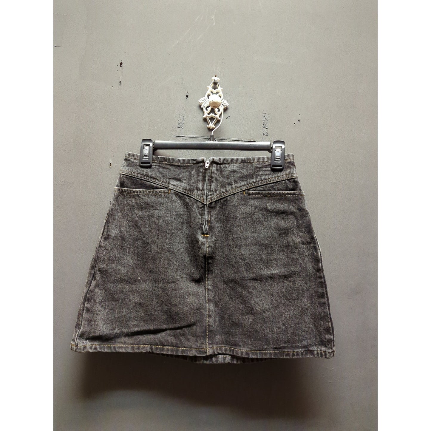 Elodie Acid Wash Denim Skirt Medium Black Grey Distressed NWT Grunge Aesthetic