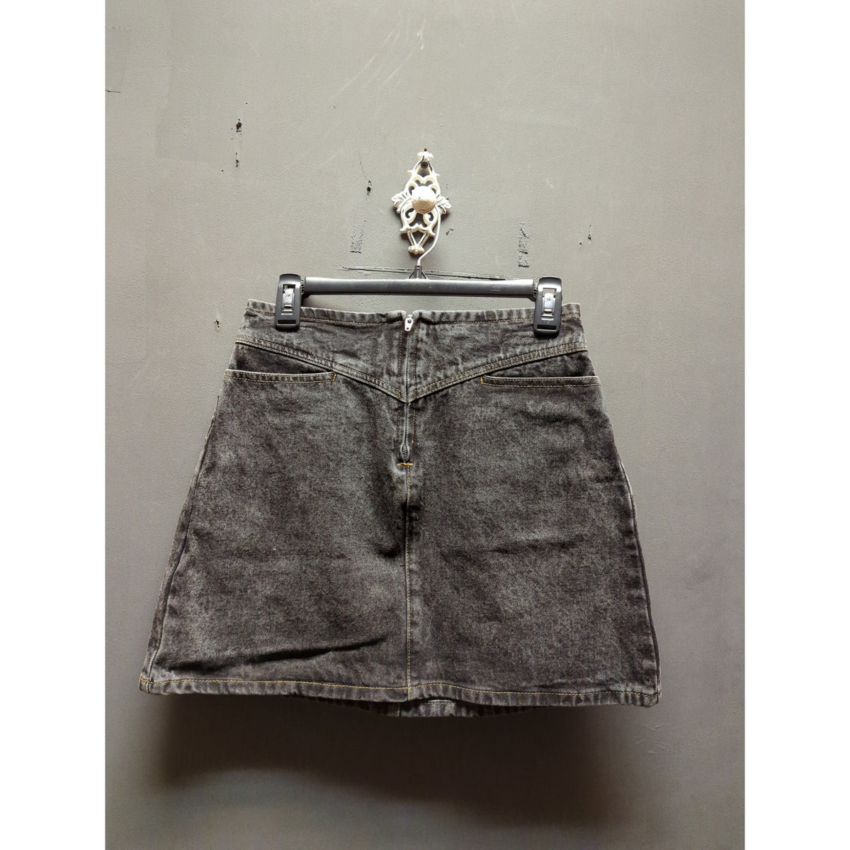 Elodie Acid Wash Denim Skirt Medium Black Grey Distressed NWT Grunge Aesthetic