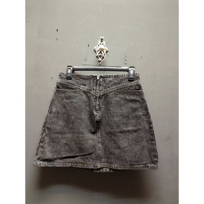 Elodie Acid Wash Denim Skirt Medium Black Grey Distressed NWT Grunge Aesthetic