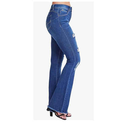 YMI Women's Junior Wannabettabut High Rise Super Flare Denim Jeans Size 1/25 NEW