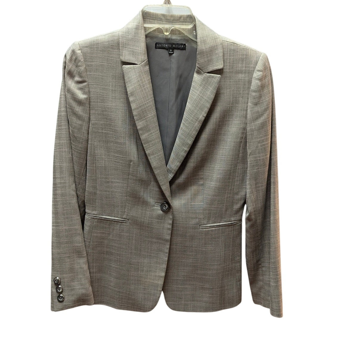 Antonio Melani Gray Glen Plaid Blazer Viscose Blend Size 2 Professional Jacket
