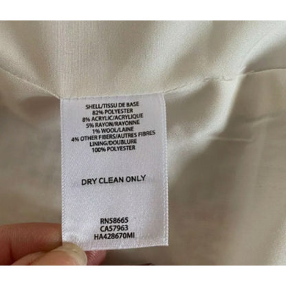 Halogen women new open front plaid tweed jacket LARGE  Ivory Coral career CASUAL