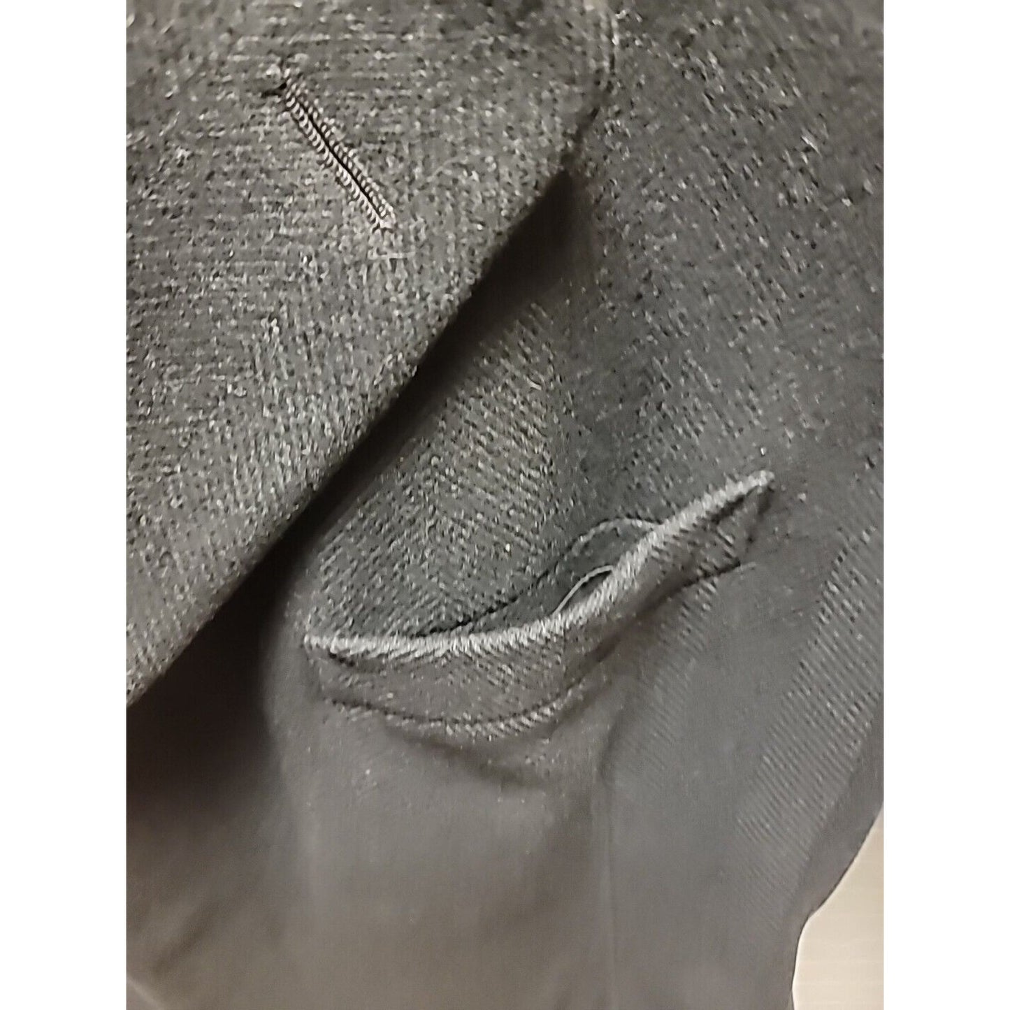 Vintage Abraham & Straus Wool BLEND Pea Coat Mens 39 LONG BLACK herringbone