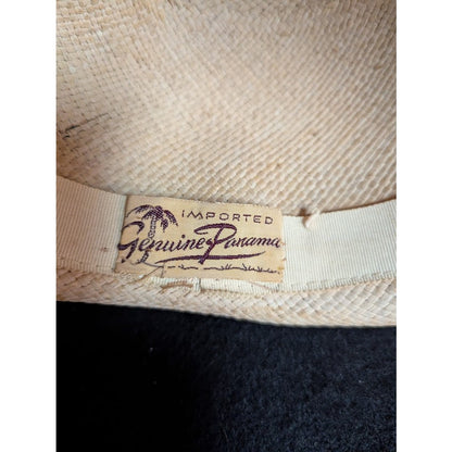 Imported Genuine Panama straw Vintage ladies HAT 40's 50's Breton roller ribbon