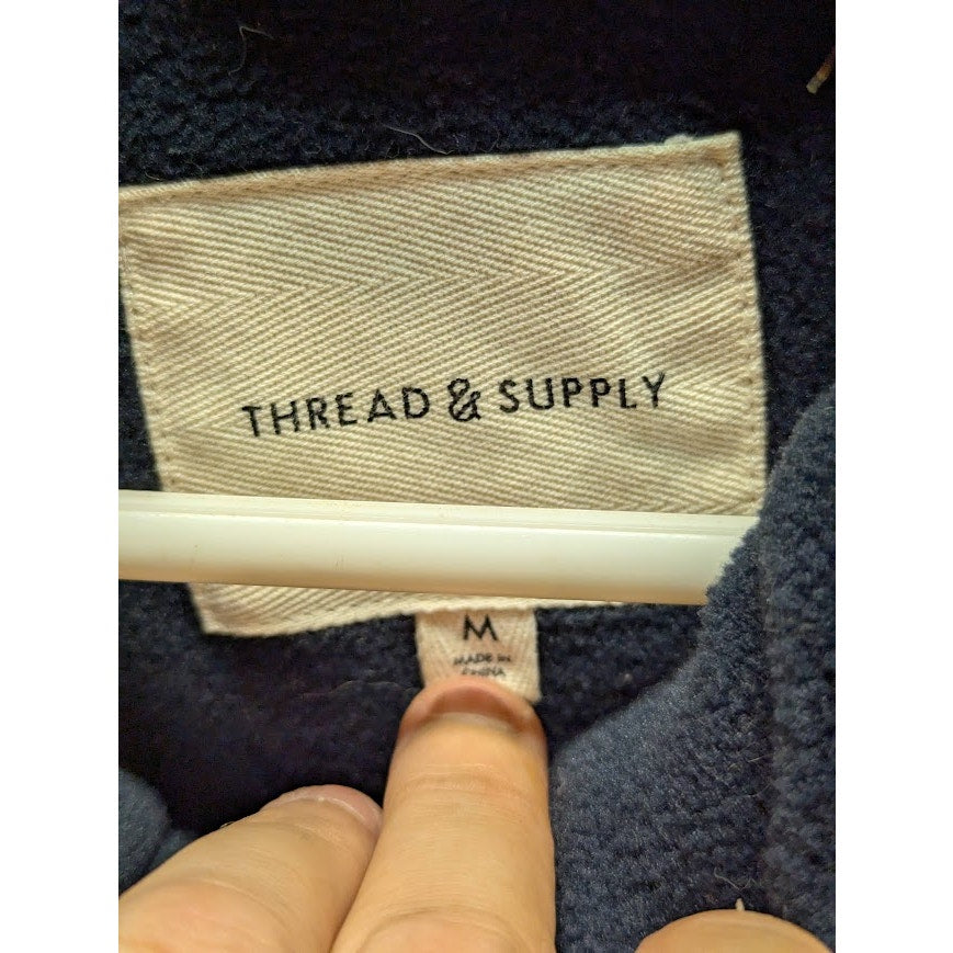 THREAD & SUPPLY Fleece Line Quilted Utility Jacket Size Medium Green Olive Blue