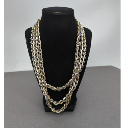 Vintage Sarah Coventry Multi-Strand Gold-Tone & Faux Leather Mixed Link Necklace