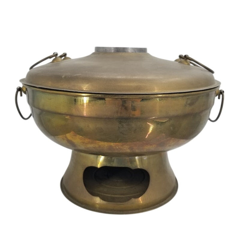 Vintage Chinese Mongolian Firepot Brass Hot Pot Chimney Chafing Dish 37"
