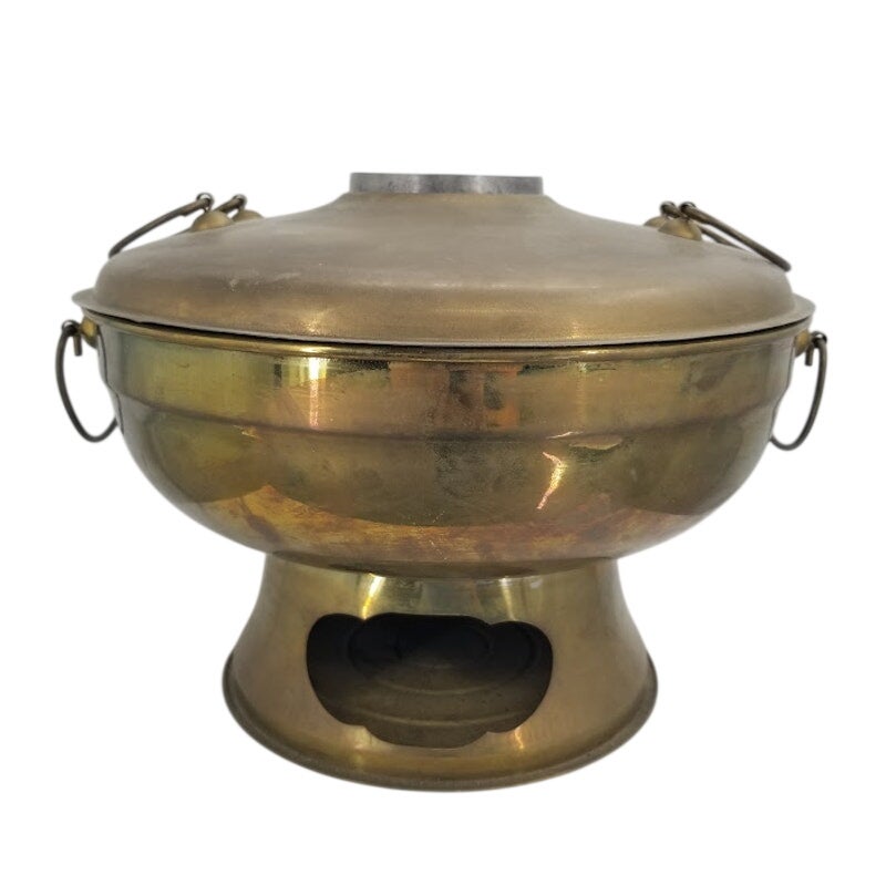 Vintage Chinese Mongolian Firepot Brass Hot Pot Chimney Chafing Dish 37"